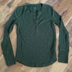 Gap Henley Ribbed Long Sleeve Shirt Green Size XS